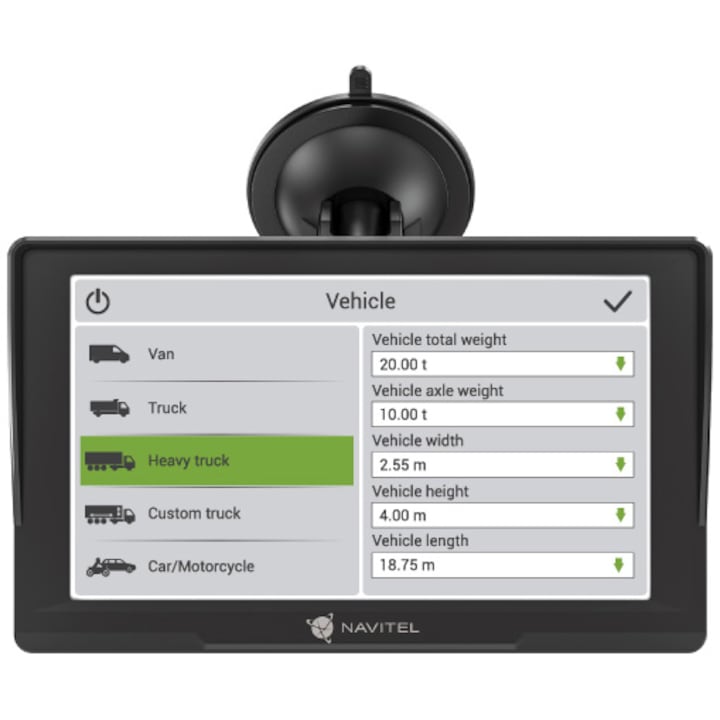 Navigatie GPS Navitel E777 Truck, pentru Auto, Cargo si Camioane, ecran de 7-inch TFT, Touch screen, 47 harti incluse, actualizari gratuite prin USB, alerte radar, ghid vocal in romana