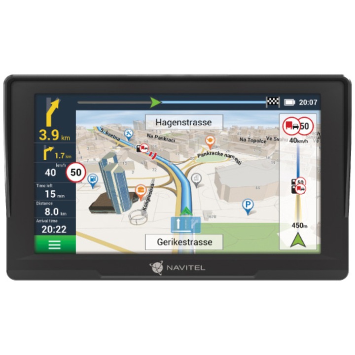 Navigatie GPS Navitel E777 Truck, pentru Auto, Cargo si Camioane, ecran de 7-inch TFT, Touch screen, 47 harti incluse, actualizari gratuite prin USB, alerte radar, ghid vocal in romana