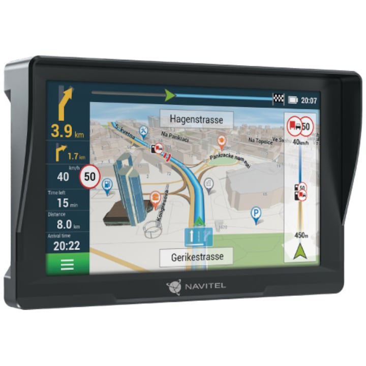 Navigatie GPS Navitel E777 Truck, pentru Auto, Cargo si Camioane, ecran de 7-inch TFT, Touch screen, 47 harti incluse, actualizari gratuite prin USB, alerte radar, ghid vocal in romana