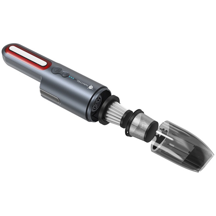Aspirator Auto Navitel, fara fir, putere 100 W, putere de aspirare 13kPa, filtru lavabil HEPA, incarcare USB-C, acumulator Li-ion, 11.1V, 2200 mАh, compact, 570g