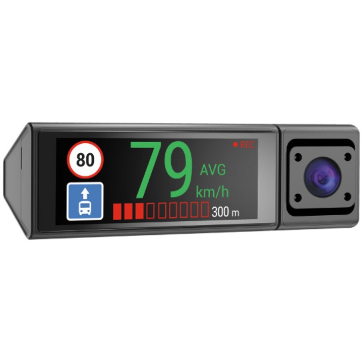 Camera Auto DVR NAVITEL RC3 PRO cu 3 camere mobile FullHD, Filmare infrared, Touch Screen, G-sensor, Alerte GPS, WiFi