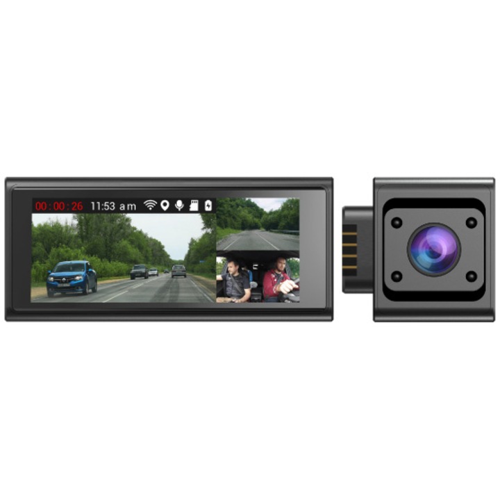 Camera Auto DVR NAVITEL RC3 PRO cu 3 camere mobile FullHD, Filmare infrared, Touch Screen, G-sensor, Alerte GPS, WiFi
