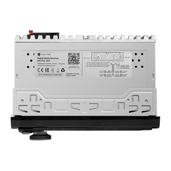 Player Auto Navitel RD5, 1DIN 4х50 watt, Bluetooth 4.0 cu suport A2DP, HFP, FM, redare FLAC, MP3, WMA, WAV, AUX input, microSD pana la 256GB