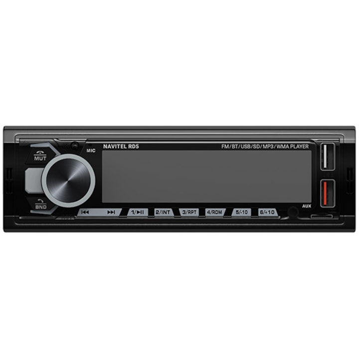 Player Auto Navitel RD5, 1DIN 4х50 watt, Bluetooth 4.0 cu suport A2DP, HFP, FM, redare FLAC, MP3, WMA, WAV, AUX input, microSD pana la 256GB