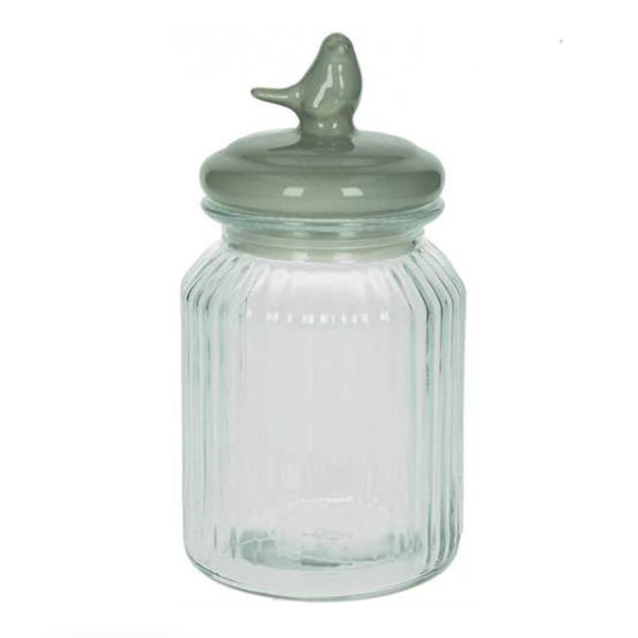 Tognana Tweet tárolóedény, 8 x 13 cm, Üveg és porcelán, Átlátszó és szürke