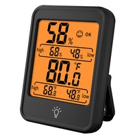 Termometru si higrometru de camera, SDLOGAL, Ecran LCD, touch, indicator comfort, 3 Tipuri de Montare, Negru