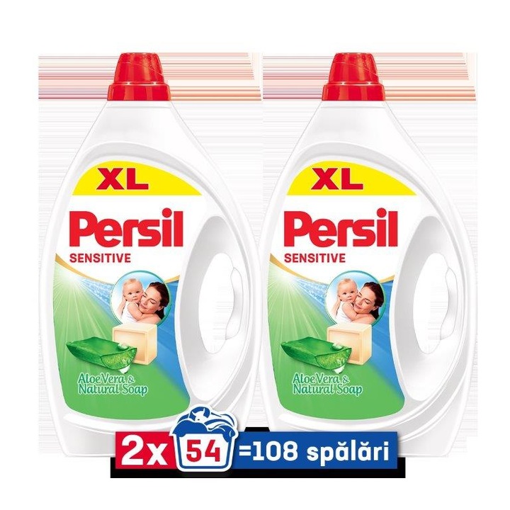 Течен перилен препарат Persil Sensitive Gel, 2 x 2.43 л, 108 пранета