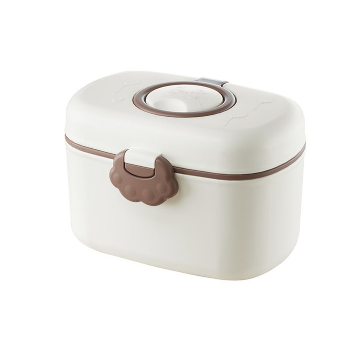 Élelmiszer- vagy tejpor tárolódoboz hordozható fogantyúval és modern dizájnnal, bpa-mentes, 380 ml űrtartalommal, fehér színben