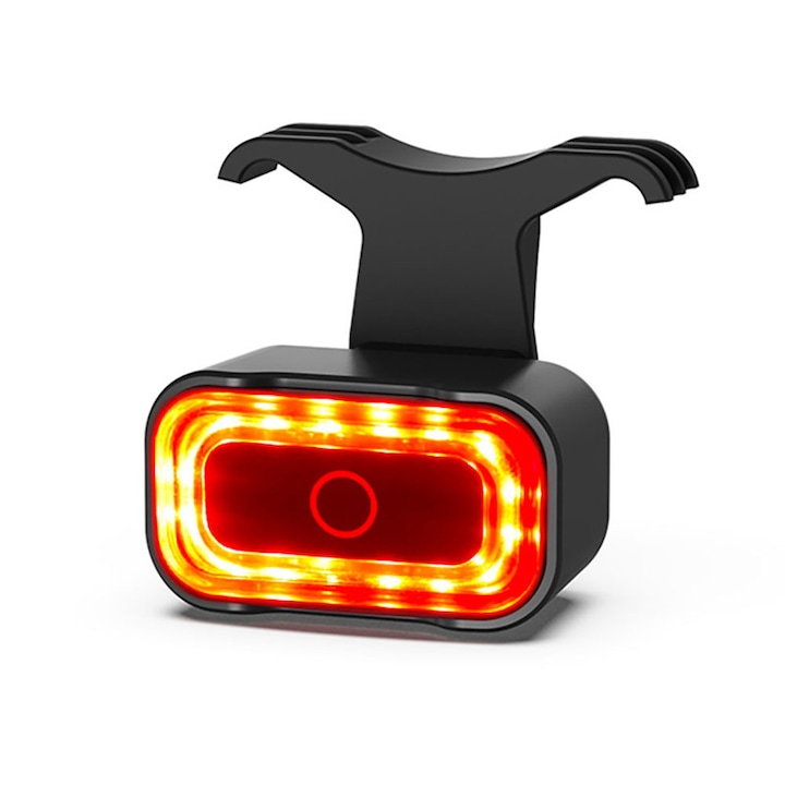 Интелигентен стоп за велосипед BOMSTOM, 5 светлинни режима, Сензор за спирачки, Водоустойчив, USB презареждане, 800mAh батерия, Черен