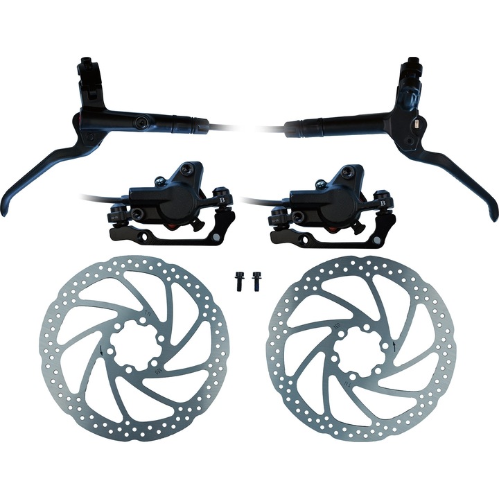 Set complet frane disc pentru biciclete de inalta stabilitate, piese compatible Shimano, Negru