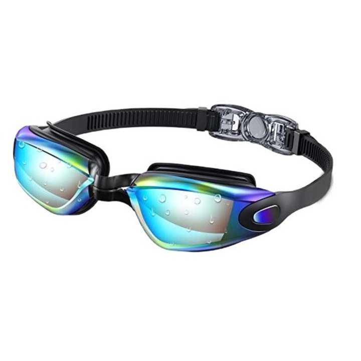 Очила за плуване Giftry, Унисекс, UV защита, Противозамъгляващи, Регулируем размер, Поликарбонат, Силикон, Син