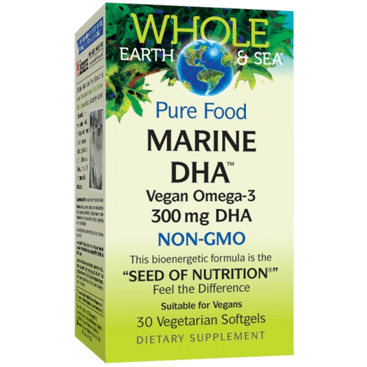 Supliment alimentar, Natural Factors, Marine DHA Vegan Omega-3 Whole Earth & Sea, 300 mg x 30 capsule softgel
