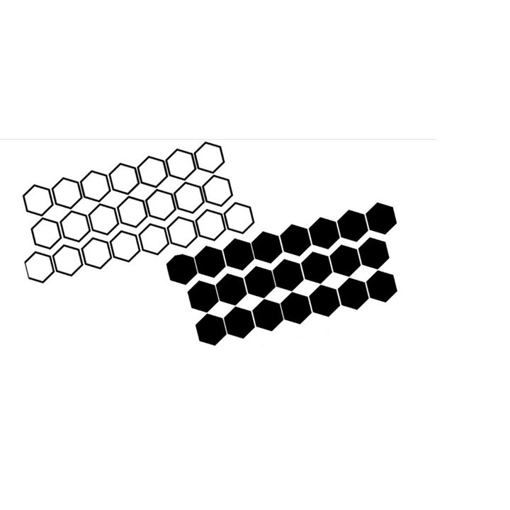 Set stickere auto, tuning, model hegaxon, negru, 56 buc x 11 cm