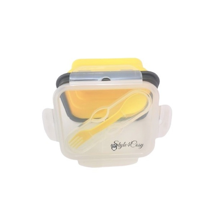 Кутия за храна, Силиконова, Сгъваема, Clip&Close, 15 cm, Yellow, 600 мл