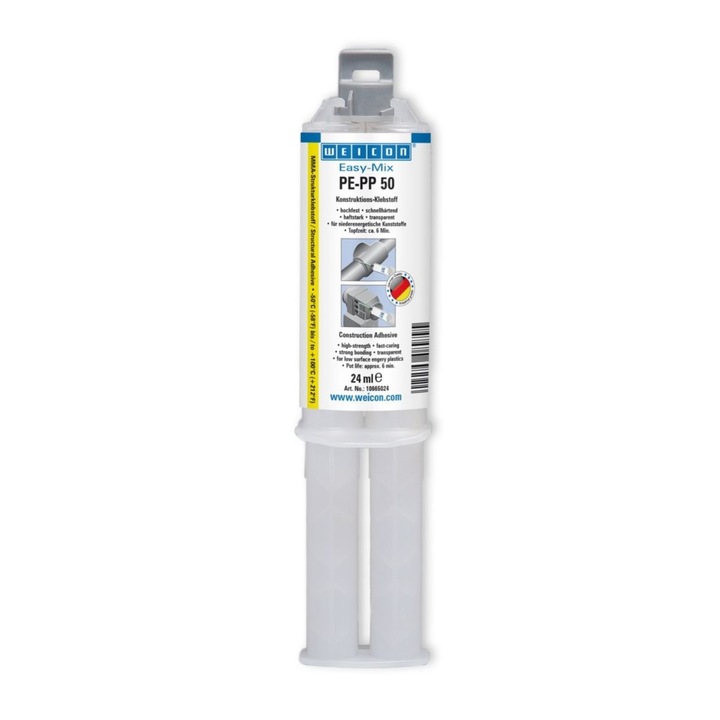 Weicon, Easy-MIX PE-PP 50, adeziv pentru plastice greu de lipit (PVC, ABS, PC, PMMA, PP, PE-HD, poliamida etc.), 24 ml