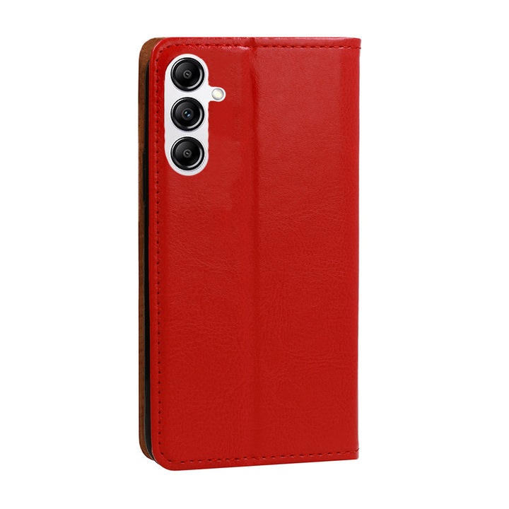 Калъф флип за Samsung A14 5G с магнитно закопчаване, тип книга, държач за карти, пълна защита, червен