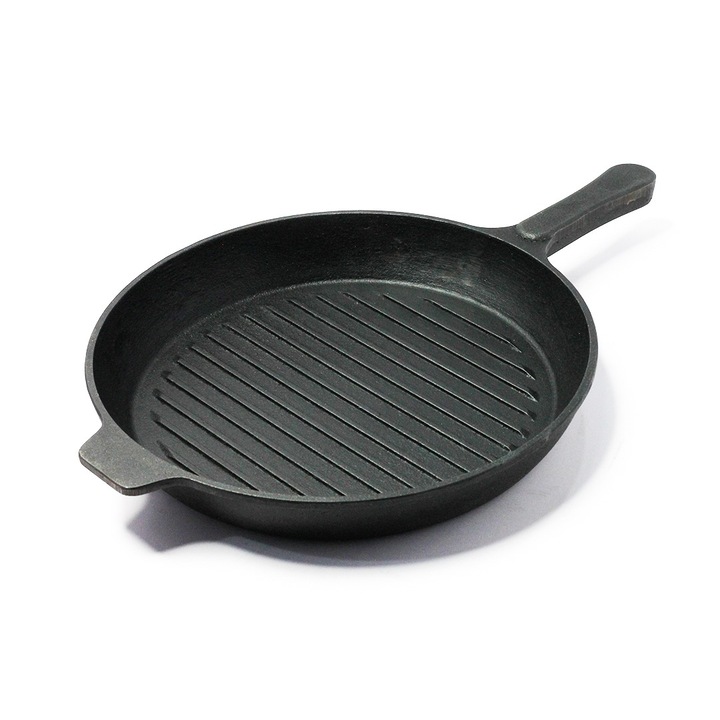 Tigaie grill din fonta cu minere turnare 28x4cm rotunda