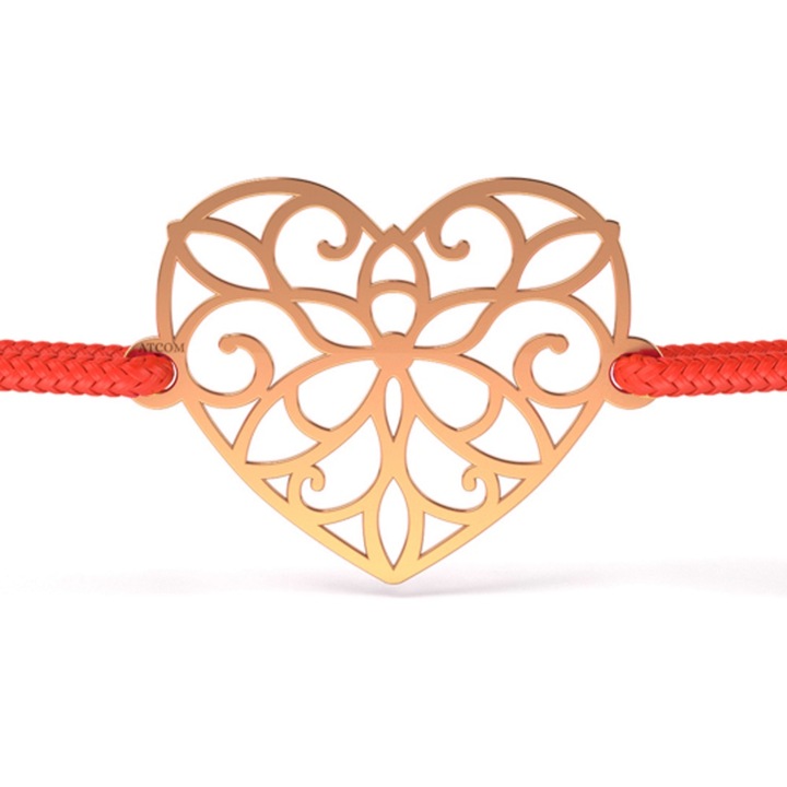 Bratara din aur roz model Inima dantelata