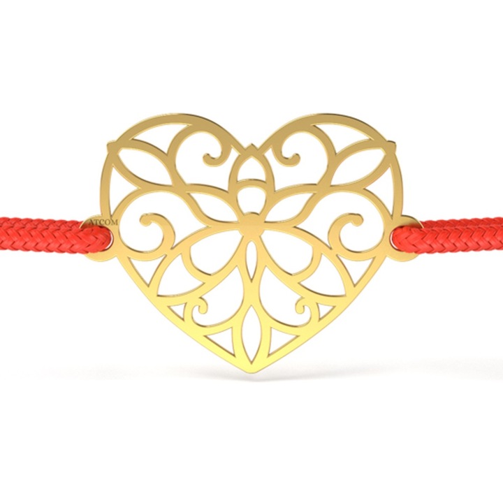 Bratara din aur galben model Inima dantelata