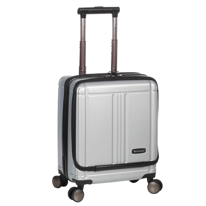 Куфар Snowball SW92201, за ръчен багаж, Поликарбонат, с 4 колела, 46 cm, Сребрист