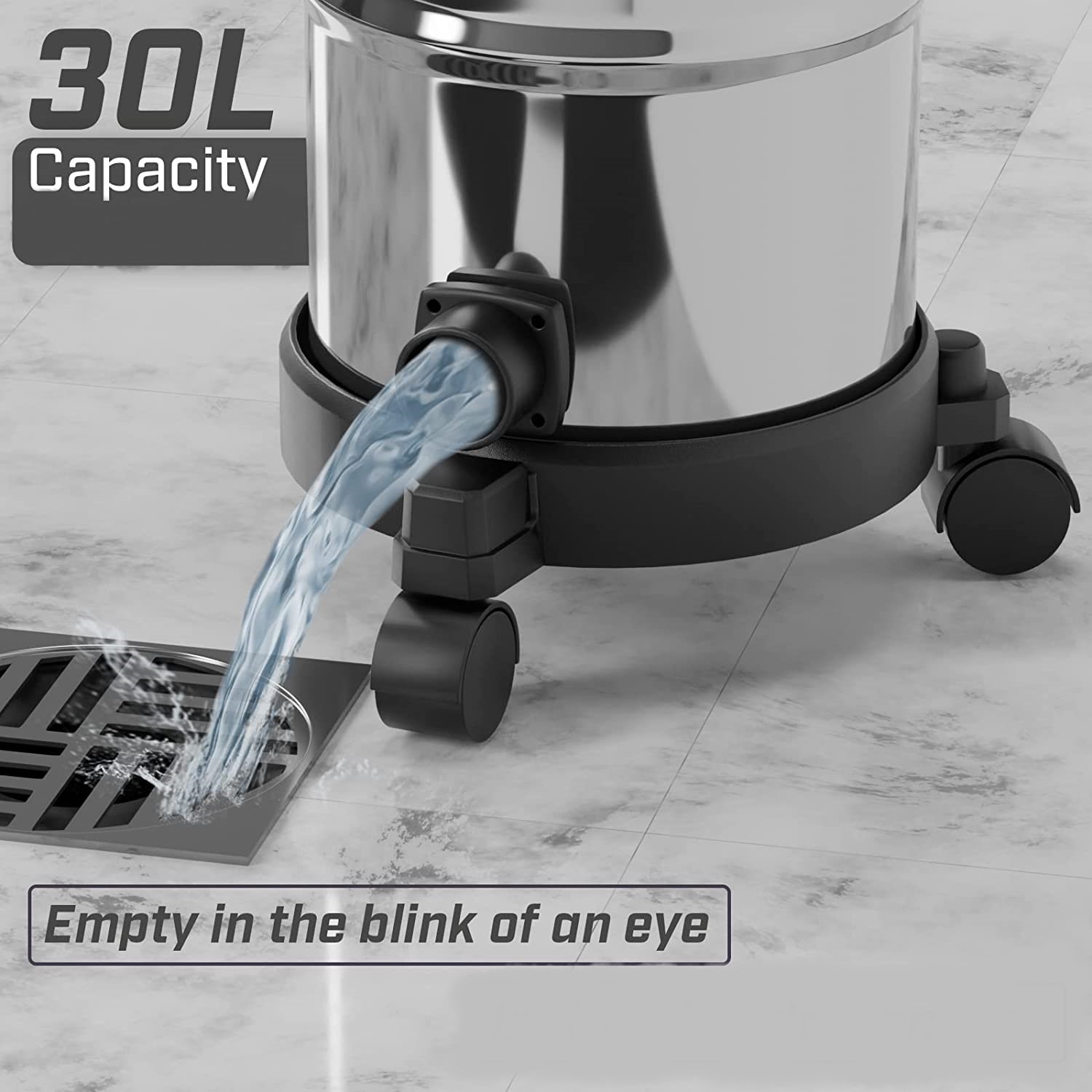 Aspirator multifunctional, aspirare umeda si uscata, putere 2300 W, 30 Litri, functie de suflare, 3 filtre, otel inoxidabil, rosu