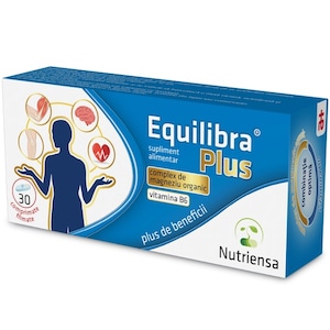 Supliment alimentar cu complex de Magneziu organic si Vitamina B6 Equilibra Plus, 30 comprimate