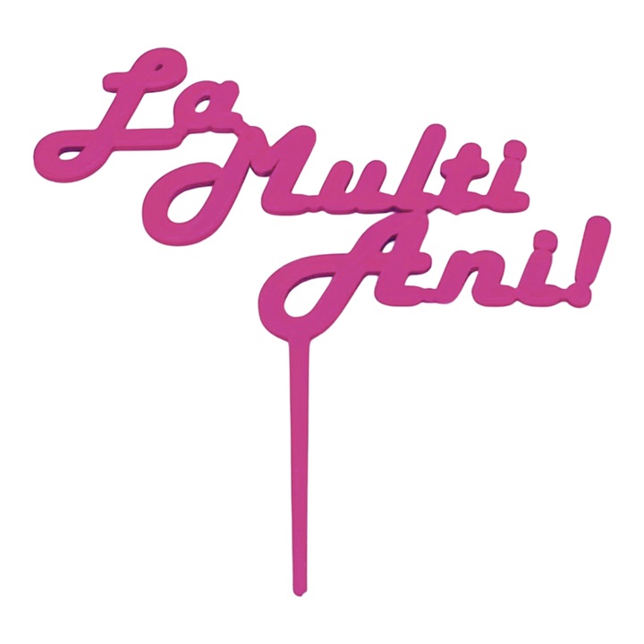 Decoratiune topper tort "La multi ani", Mov, 16 cm