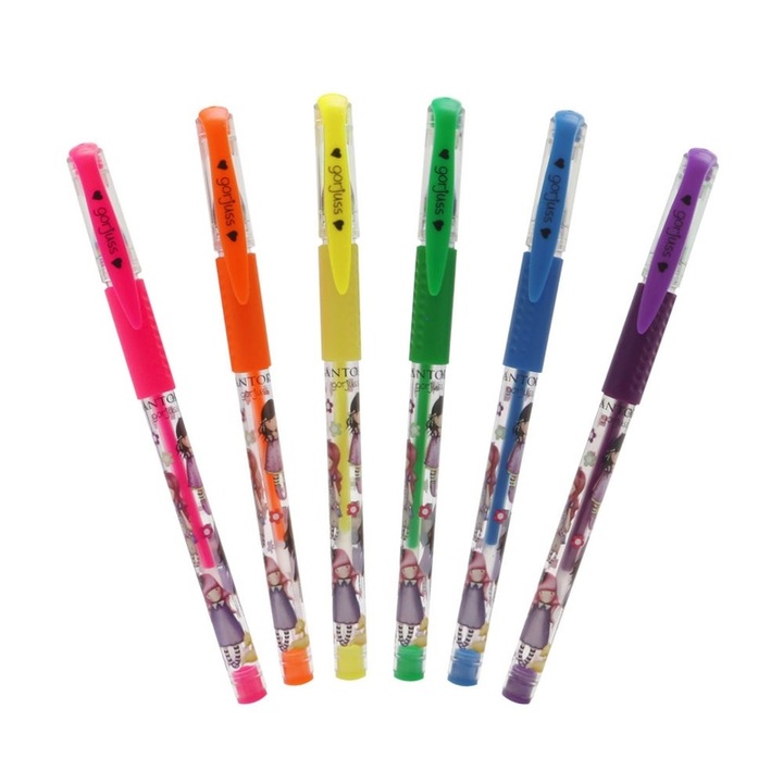 Set 6 Pixuri cu gel diverse culori Gorjuss Fiesta