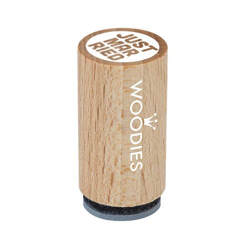 Woodies Mini Stempel 'Just Married' – Holz, 1,5x1,5x3 Cm, Für Karten & Basteln