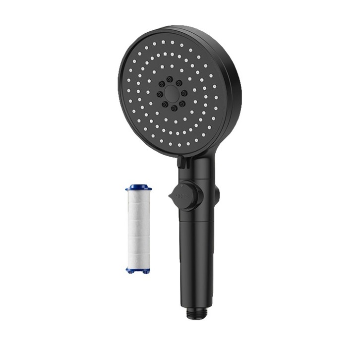 Cap de dus cu filtru, Walalla, ABS, Negru