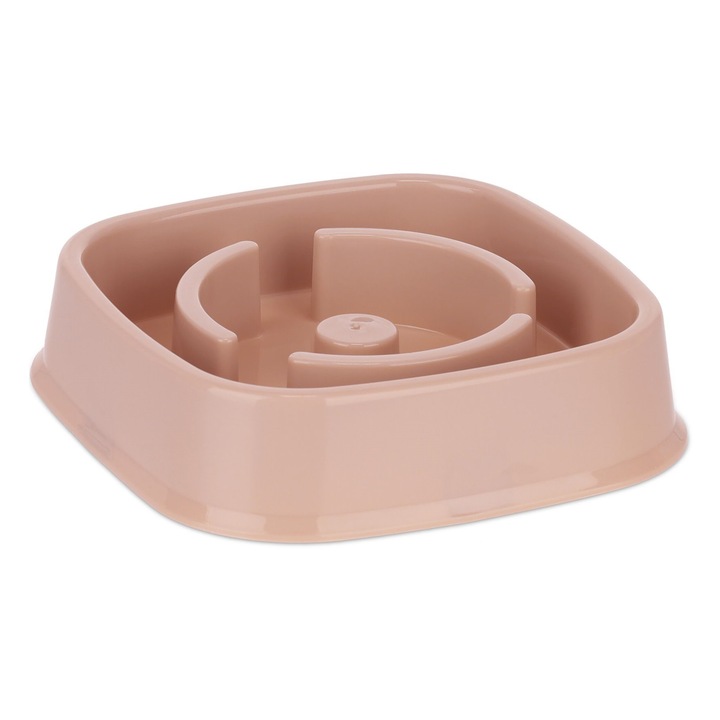 Castron hranire lenta caini, pentru prevenirea indigestiei, pentru mancare sau apa, antiderapant, roz, 5 x 20 x 20 cm