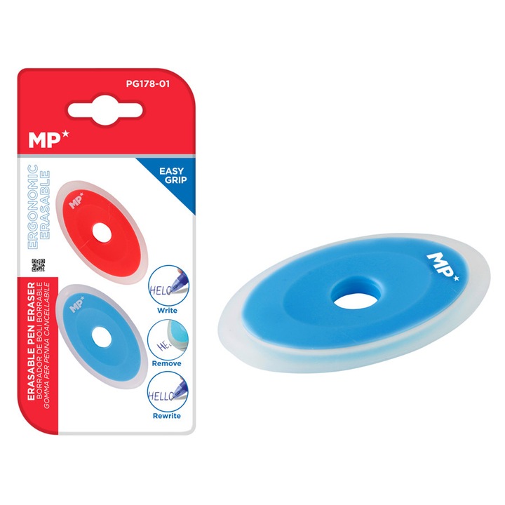 Set 2 radiere pentru pix, MP, 5.5 cm, albastru/alb