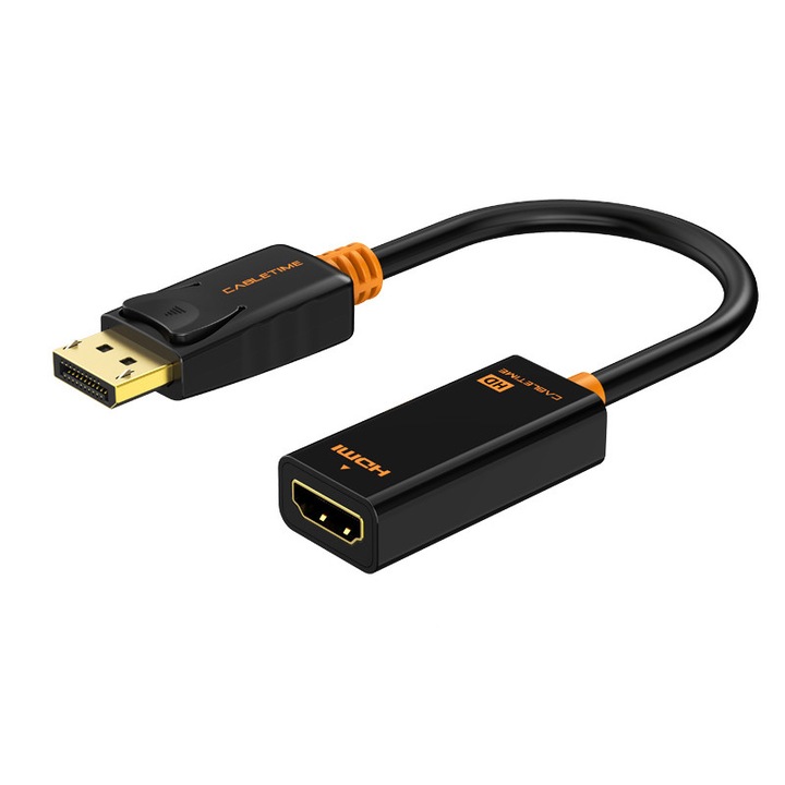 Adaptor CABLETIME DisplayPort la HDMI AV586, 1080p, 0,2 m, negru