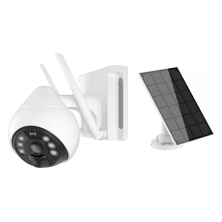 Соларна камера за наблюдение, Vstarcam, Wifi, 3MP, IP66, 10000mAh, Бял