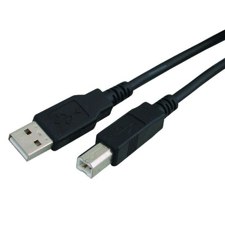 Cablu , Powertech, USB la USB Tip B, Lungime 3m, Negru