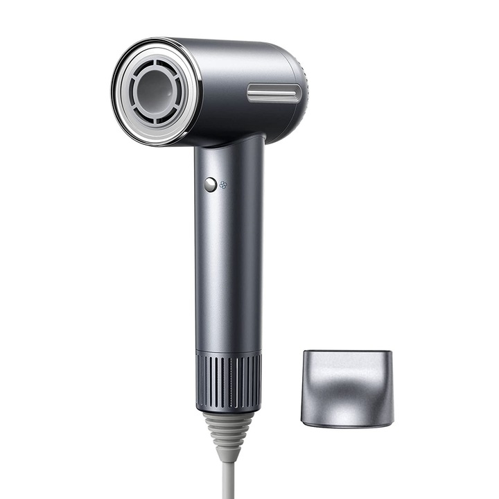 Uscator de par Tensky, profesional, 110.000 rpm, cu display LCD, motor ionic brushless, cu ioni negativi, uscare rapida, design ergonomic, argintiu