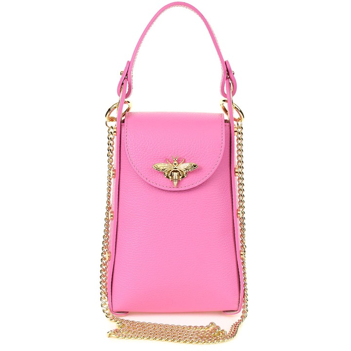 Vezze Troika kézitáska, bőr, szürke, Rózsaszín