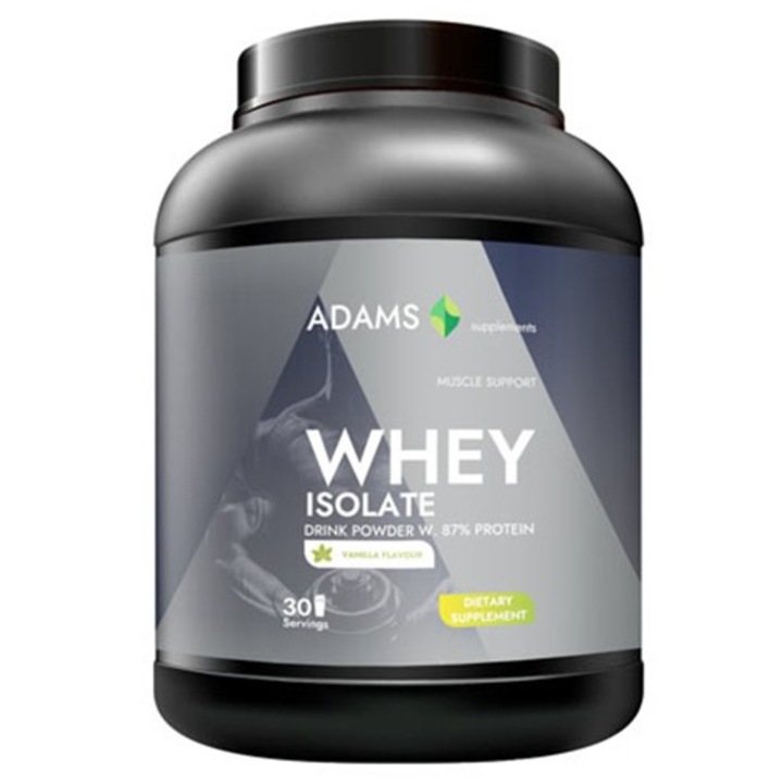 Izolat proteic din zer, aroma vanilie, 908gr, Adams Supplements
