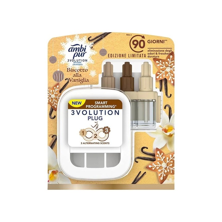 Aparat electric cu rezerva, Ambi Pur, 3Volution, Cookie Vanilla, 21 ml