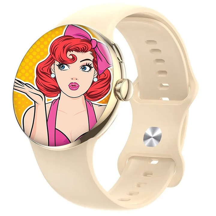 Ceas SmartWatch ISP LikeSmart™​​​​​​​ Los Angeles FIT, 1.3 IPS AMOLED Display, Apel Bluetooth, Oximetru, Notificari Apel si Retele Sociale, Monitorizare Ritm Cardiac si Tensiune Arteriala, L.A. Gold