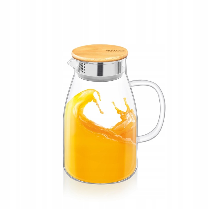 Wilmax England Kancsó bambusz fedővel, 1900ml, termoüveg, átlátszó