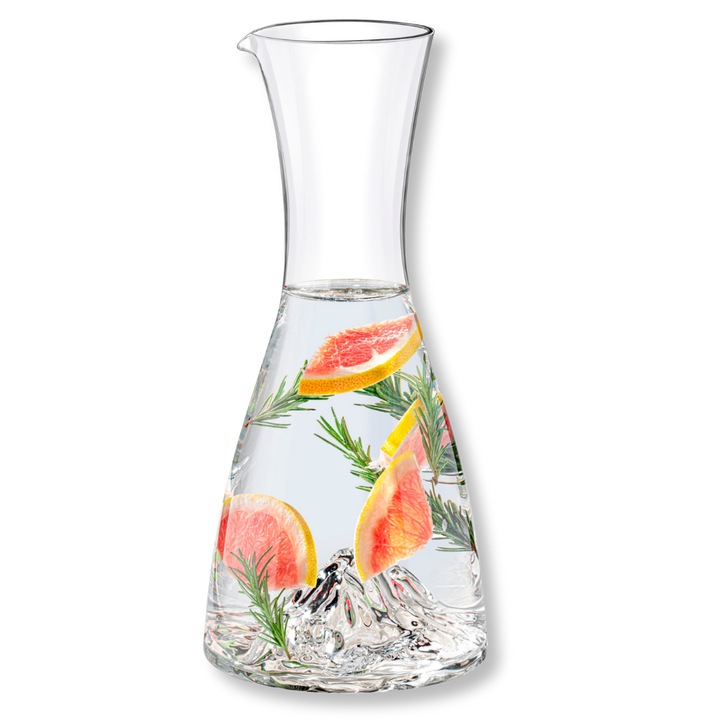Carafa apa/suc, sticla termorezistenta, transparenta, 1000 ml, ulcior cu apa, bautura limonada, Wilmax England