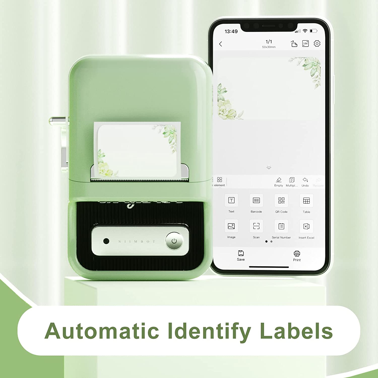 Термопринтер за етикети, Bluetooth, преносим, с 1 етикетна ролка 50 x ...
