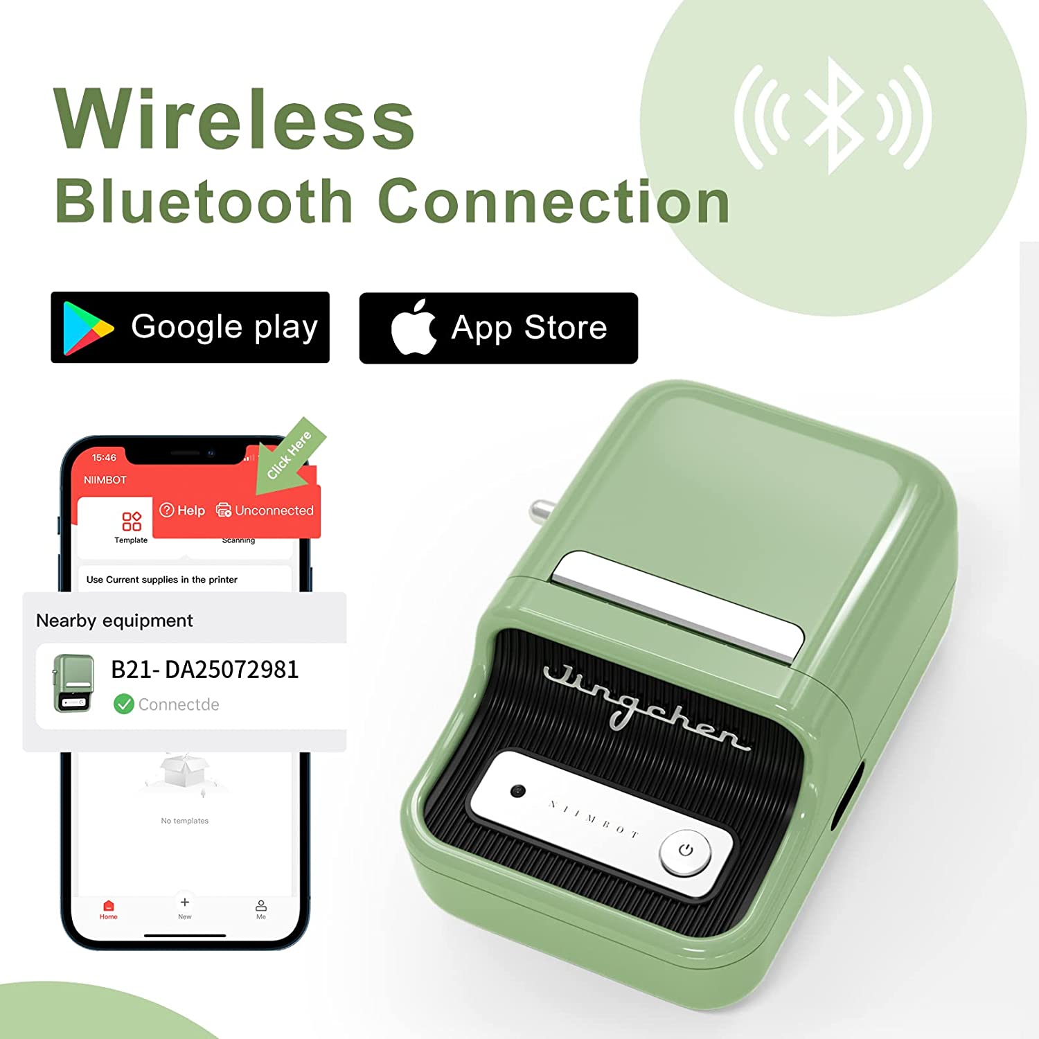 Термопринтер за етикети, Bluetooth, преносим, с 1 етикетна ролка 50 x ...