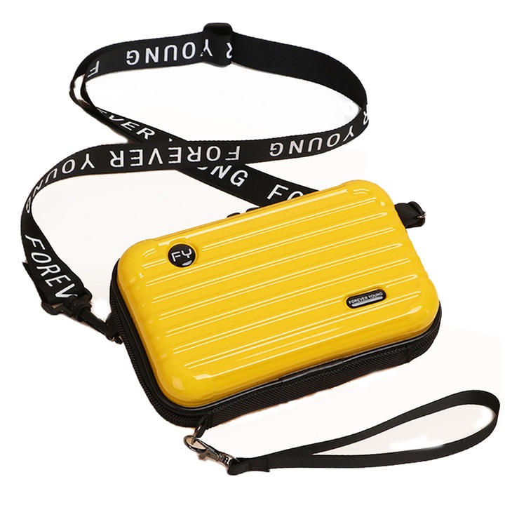 Umar Forever Young táska, pénztárca típus, telefonrekesz, állítható pánt, PVC, sárga