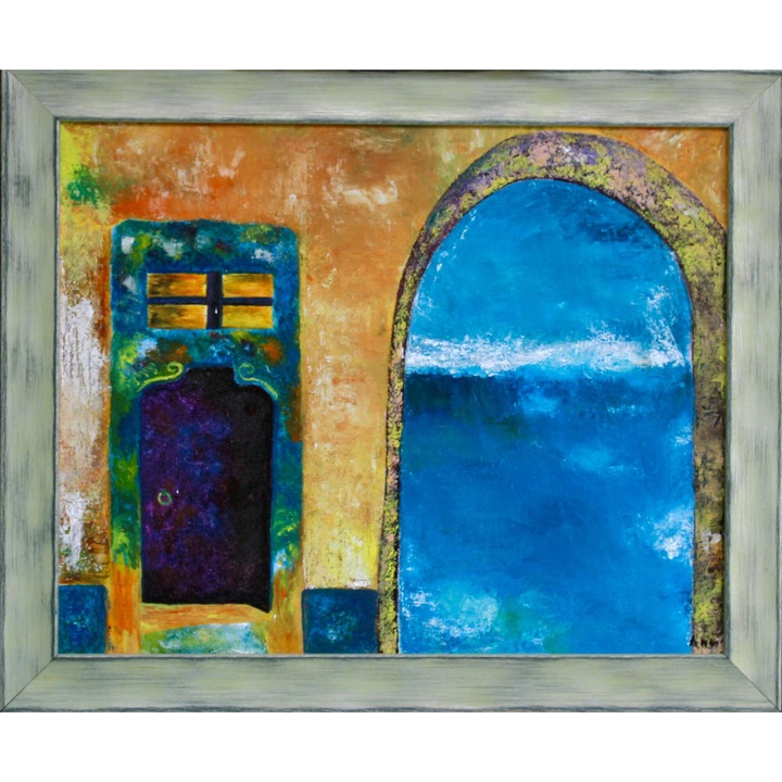 Festmény az ismeretlen felé, Sára szép művészete, olajfestmény vászonra, keretre feszített pamutvászon, mérete 44 x 54 cm
