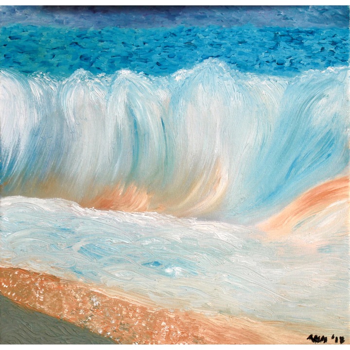 Tidal Waves Painting, Sara's Beautiful Art, olajfestmény vászonra, pamutvászon feszített keretre, 30 cm x 30 cm
