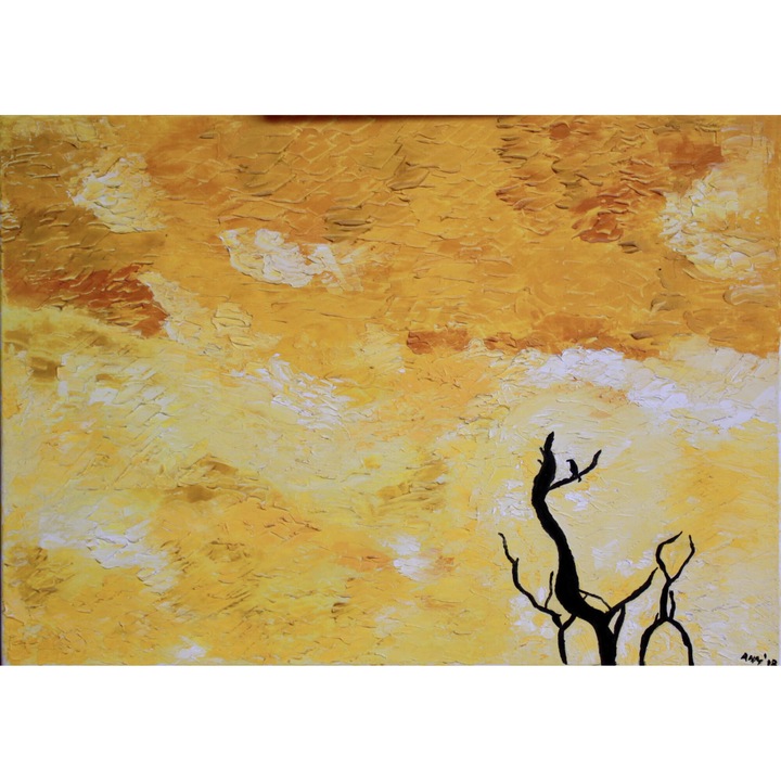 Festmény Magányos alkony, Sara's Beautiful Art, olajfestmény vászonra, pamutvászon feszített keretre, 50 cm x 70 cm