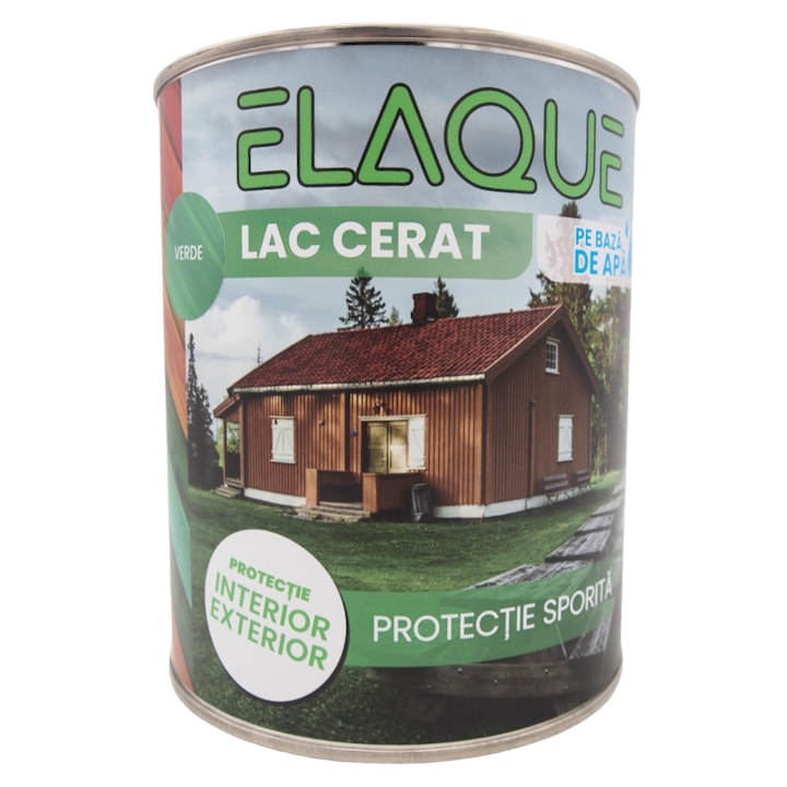 Lazura colorata pe baza de apa, ELAQUE, 1 kg, culoare Verde