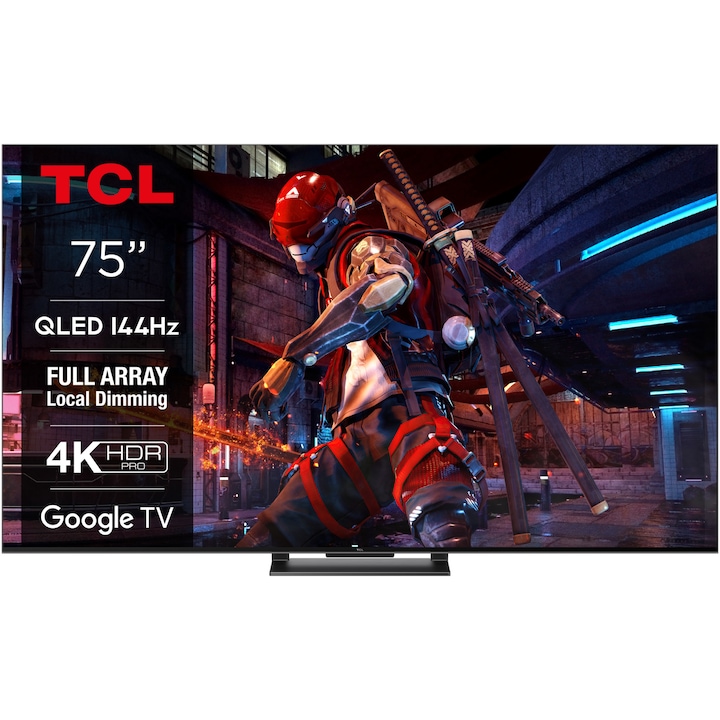 Телевизор TCL QLED 75C745, 75" (189 см), Smart Google TV, 4K Ultra HD, 100 Hz, Клас G (Модел 2023)